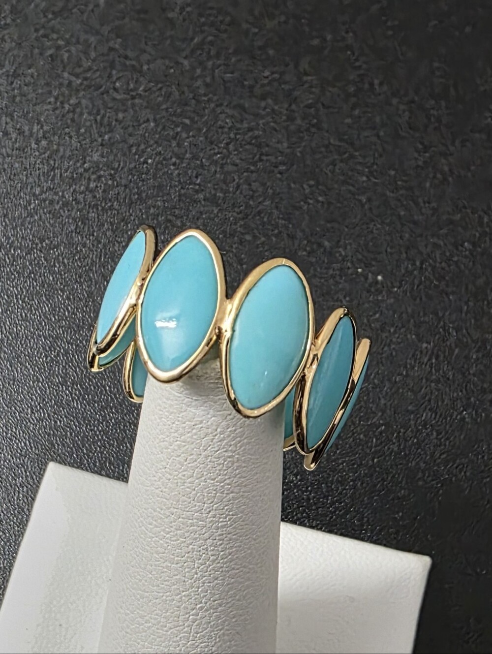 Watch Video / 18K Gold 'Sleeping Beauty' Turquoise Marquise Stone Statement Ring